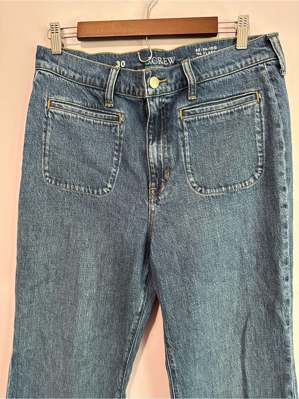 J. Crew Re-96 Vintage Wash Patch Pocket Flare Jeans Size 30 (US 10) NWT - Picture 3 of 7